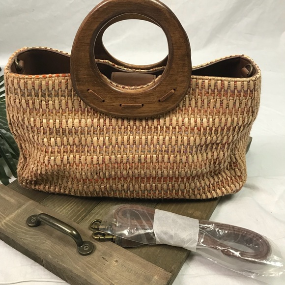 fossil basket weave bag
